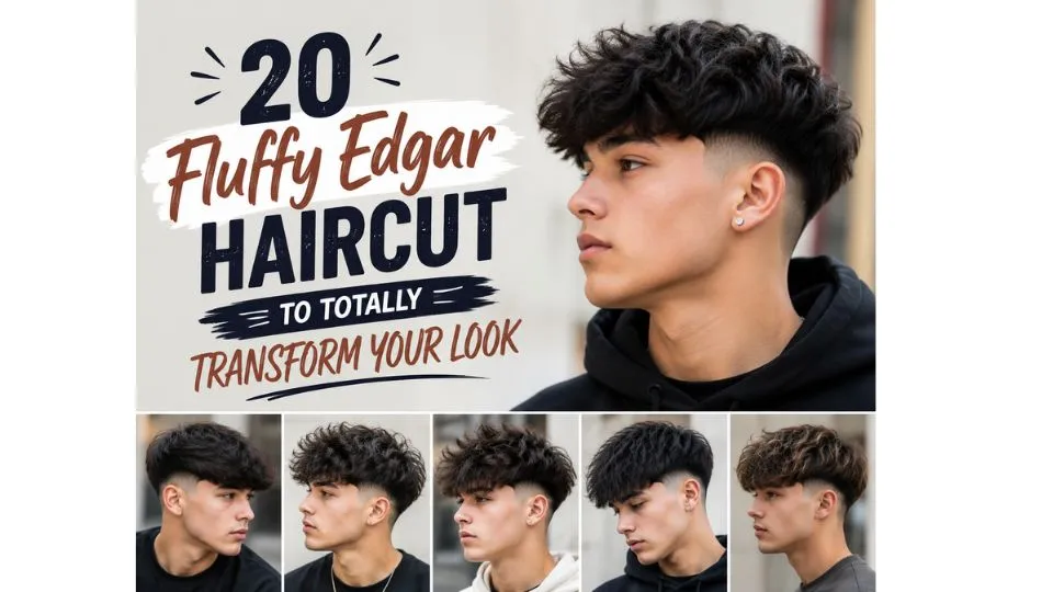 20 fluffy Edgar haircut styles with textured top, low fade, curly and straight variations for modern men's hairstyle inspiration.