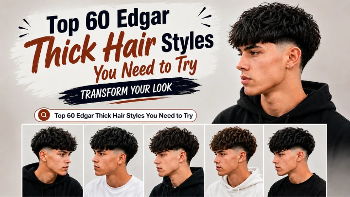 op 60 Edgar Thick Hair Styles You Need to Try featuring professional male models with textured crops, blunt fringes, and clean fades.